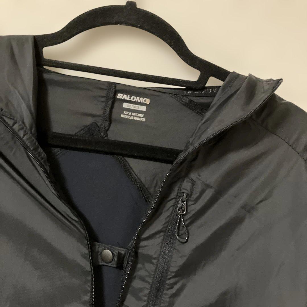 SALOMON フード付きウィンドブレーカー Mサイズ ブラック