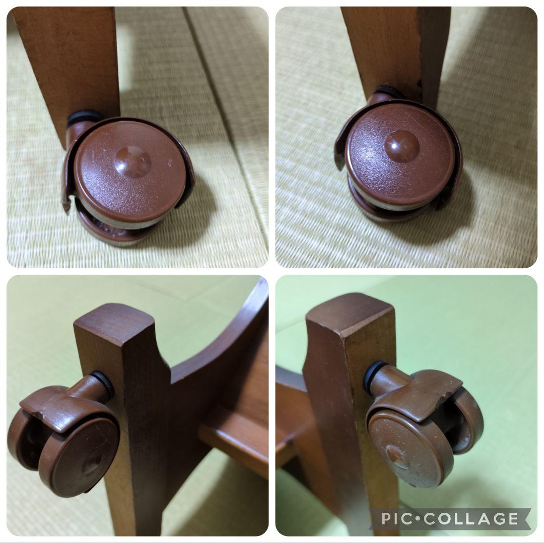 ドイツ製　天板タイル　木製　キャスター付マガジンラック　サイドテーブル