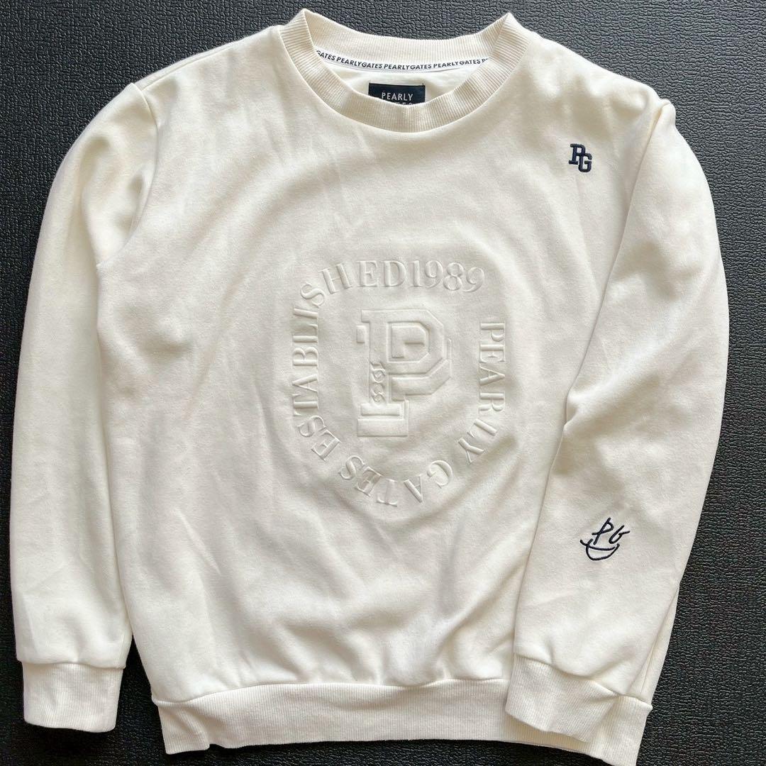 パーリーゲイツ　2024　近年　スウェット　ロゴ　 ダンボールニット　ホワイト