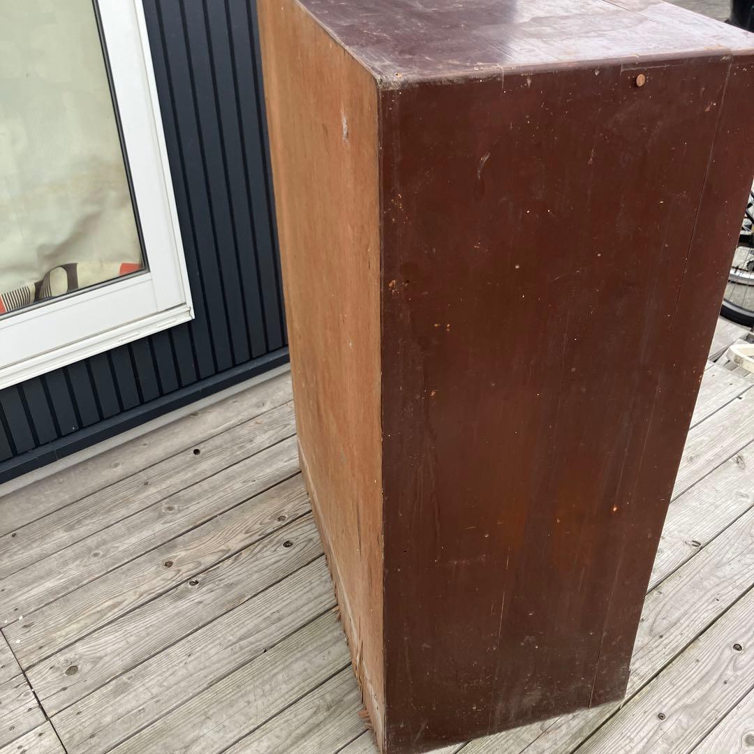昭和レトロ 無垢材 茶箪笥 すりガラス サイドボード 古家具 古民家 ビンテージ
