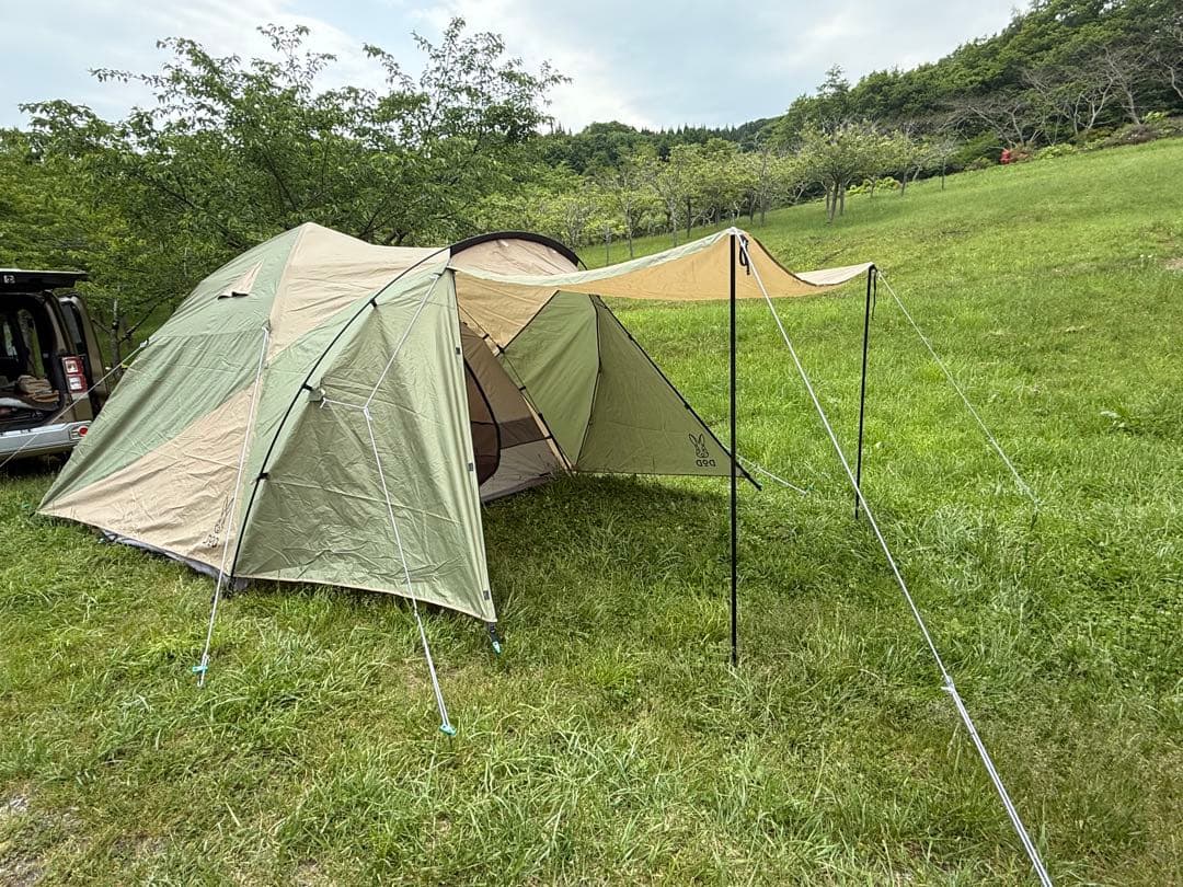 【前方ポール付】DODザワンタッチテントL タンカーキ4〜5名初心者簡単 廃盤品