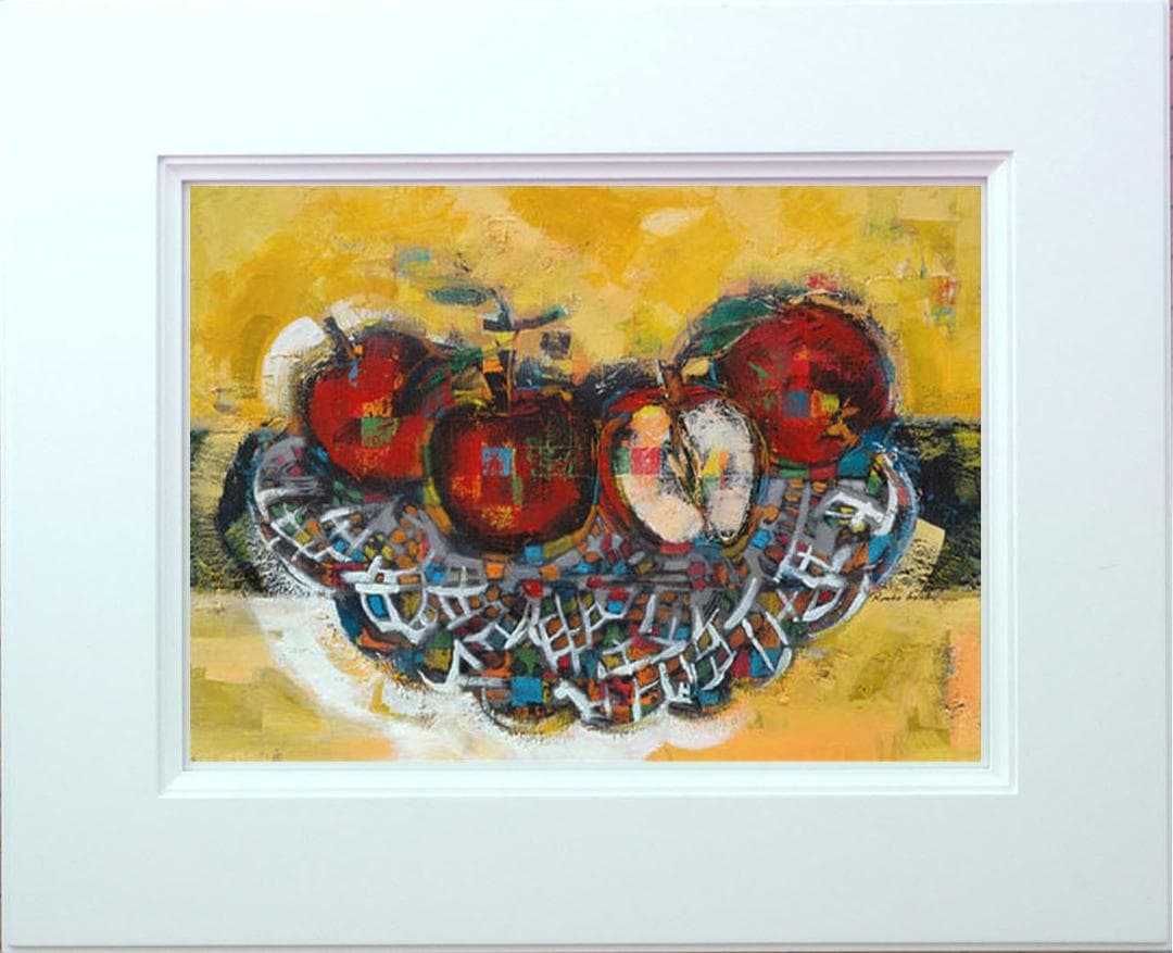 油絵 菅家令子 絵 絵画 インテリア 額付(白) uF6-060110 果物