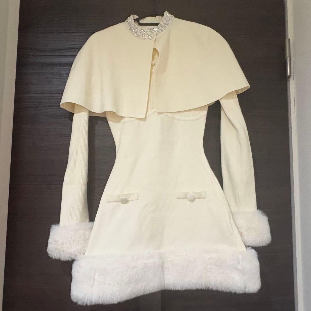 Darich ダーリッチ ビジューケープニットミニワンピース