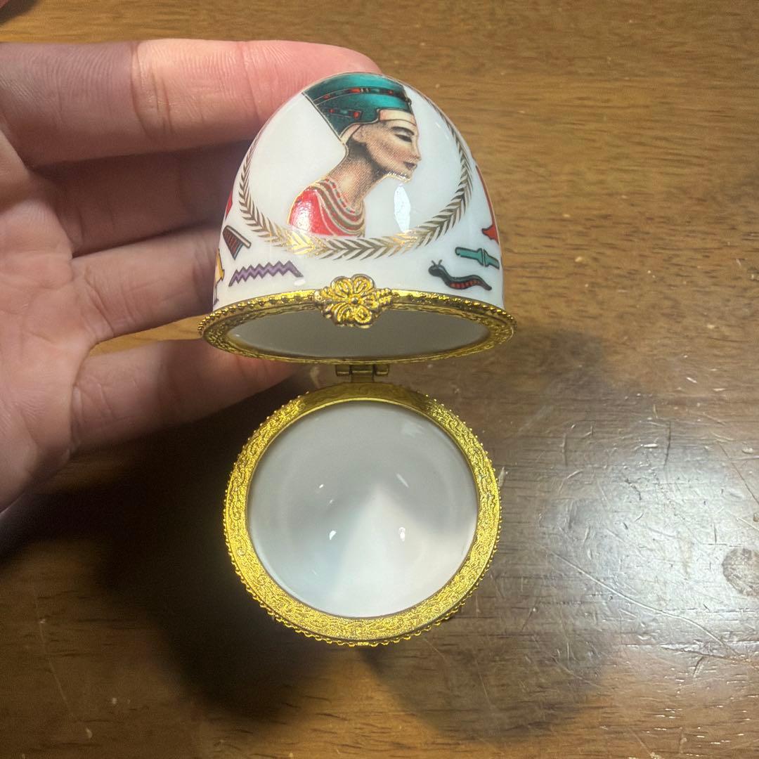 レア　エジプト風陶器製卵型オブジェ　海外製　　ヴィンテージ　アンティーク