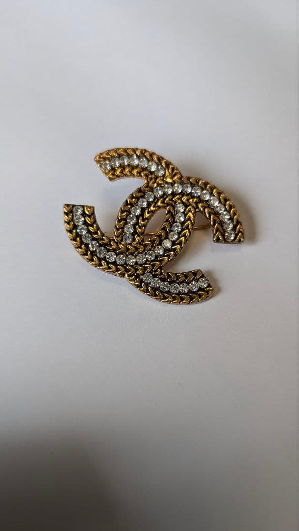 CHANEL ヴィンテージ ココマーク ブローチ ラインストーン