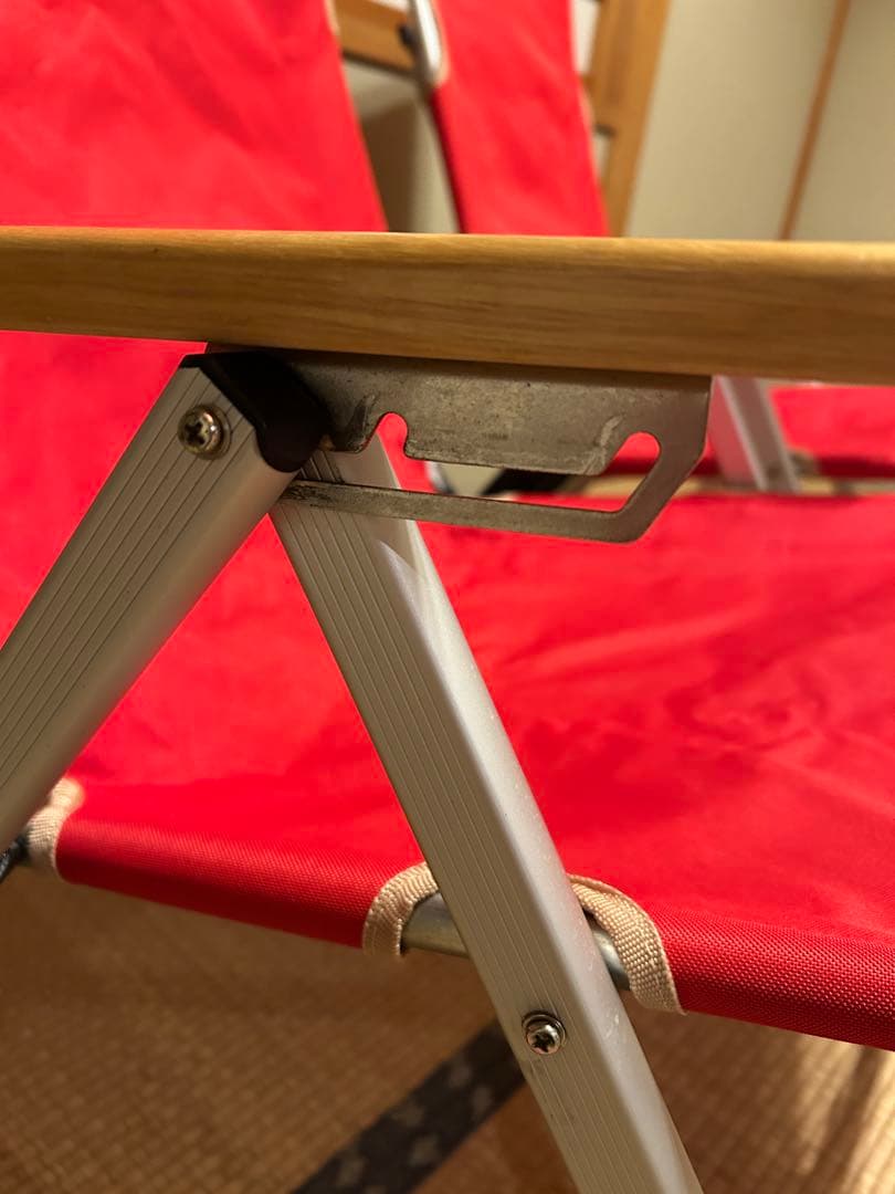 2脚セット　コールマン　チェア 赤　レイチェア　ハイバック　3段階