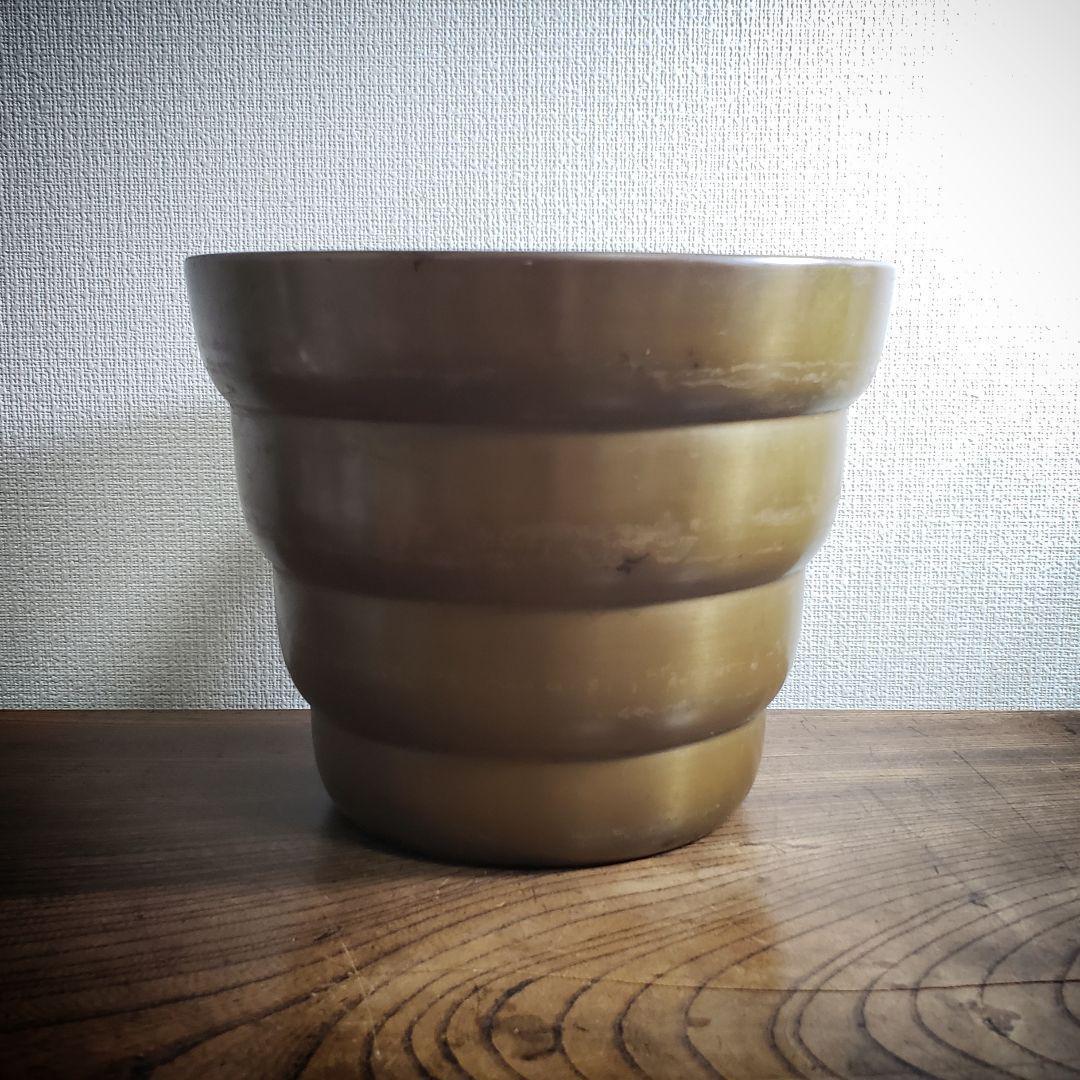 銅器 ゴミ箱 植木鉢カバー 物入れ スペースエイジ 銘 富士 70s 80s