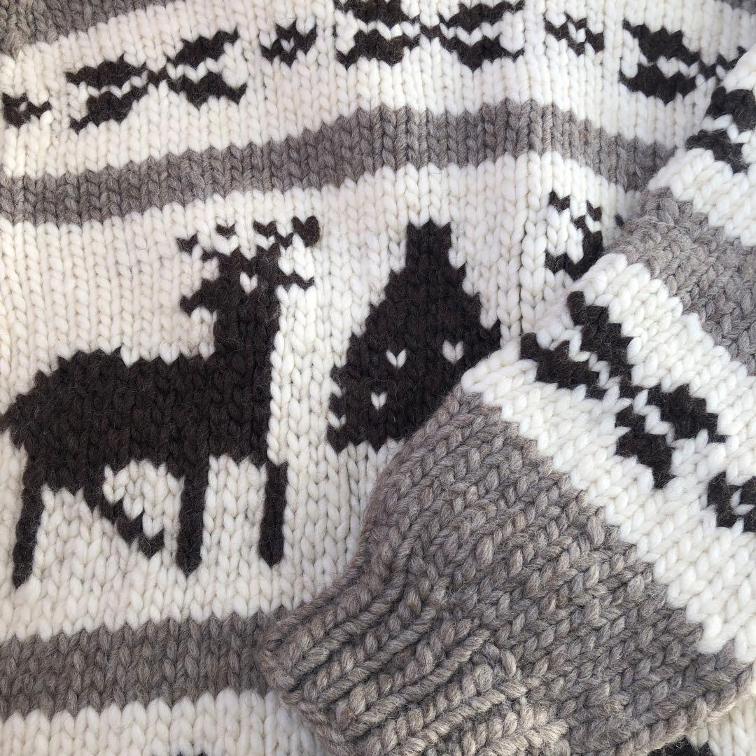 美品❣️カナダ製❣️肉厚カウチンセーター 大きめサイズ VIRGIN WOOL100