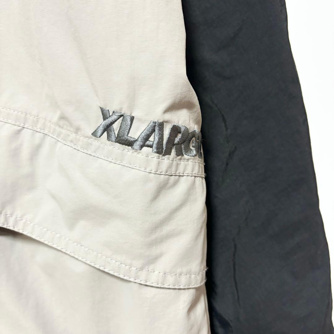 エクストララージ ツートーン ナイロン フーデッド ジャケット ブラック XL