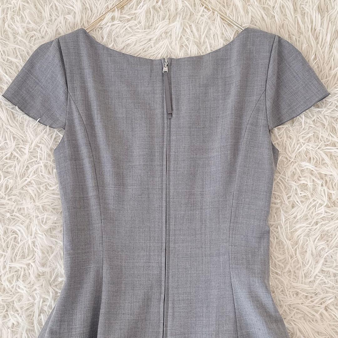 フォクシー✨ギャザー ワンピース フレンチスリーブ プリーツ 膝丈 グレー 40