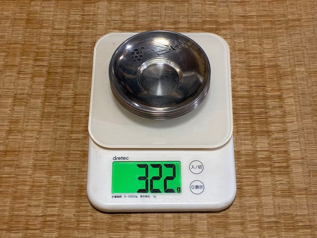 錫製 精課堂造 透かし 圓式茶托 五客 共箱