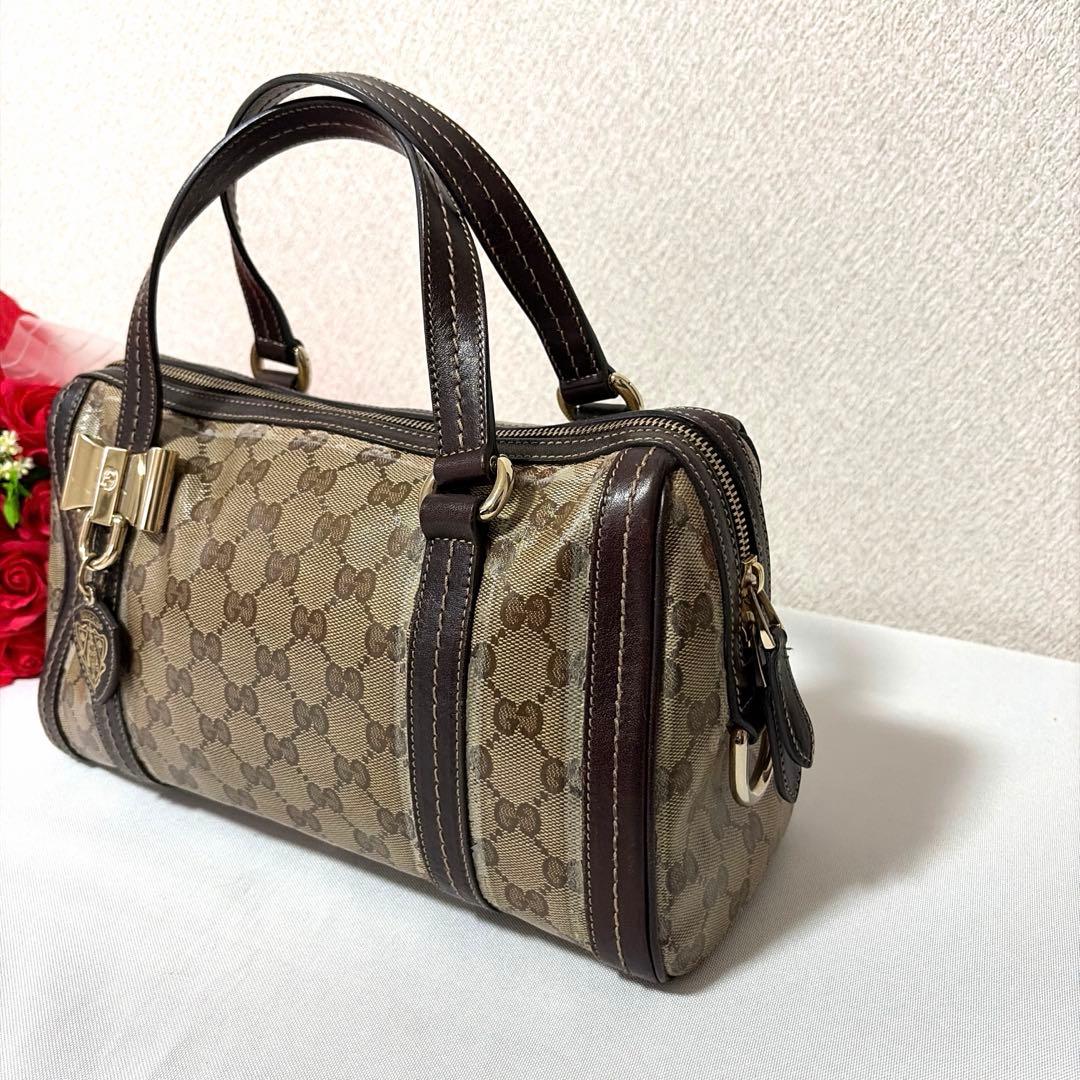 GUCCI グッチ GG柄 アビー リボン GGクリスタル ミニボストンバッグ