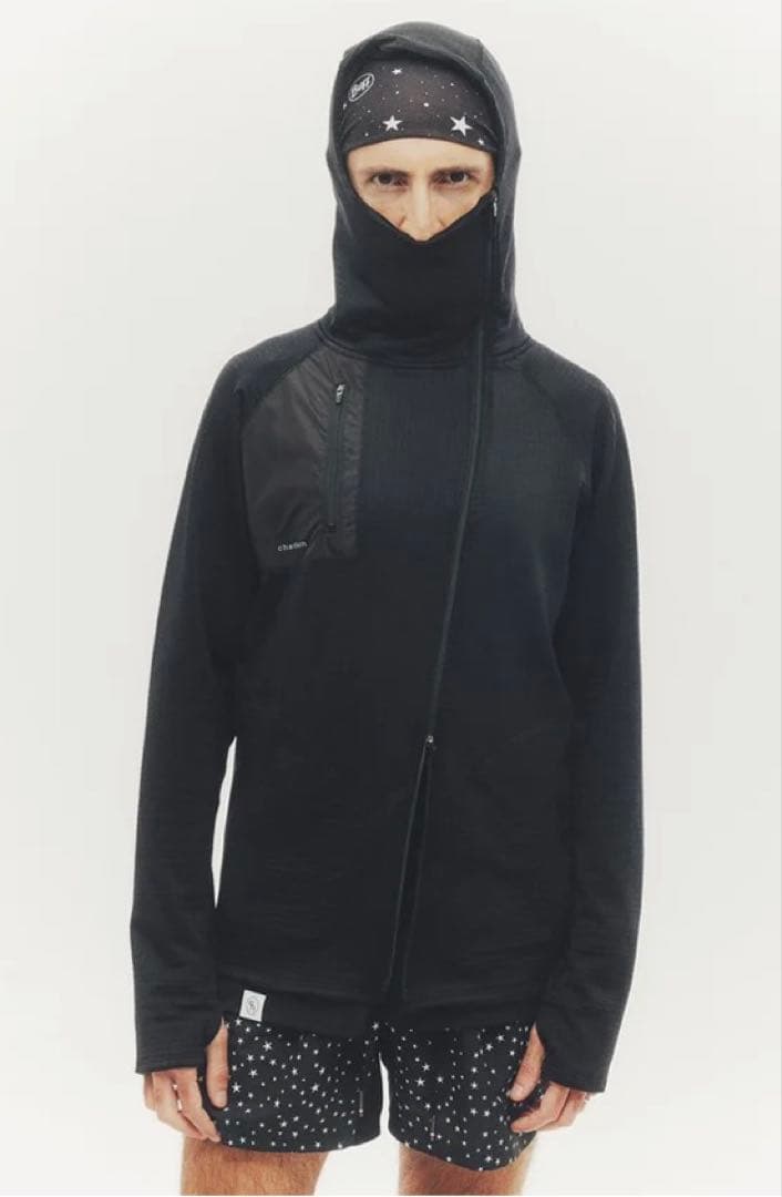 ち*ー様 Charbon GRID FLEECE ZIP UP HOODIE