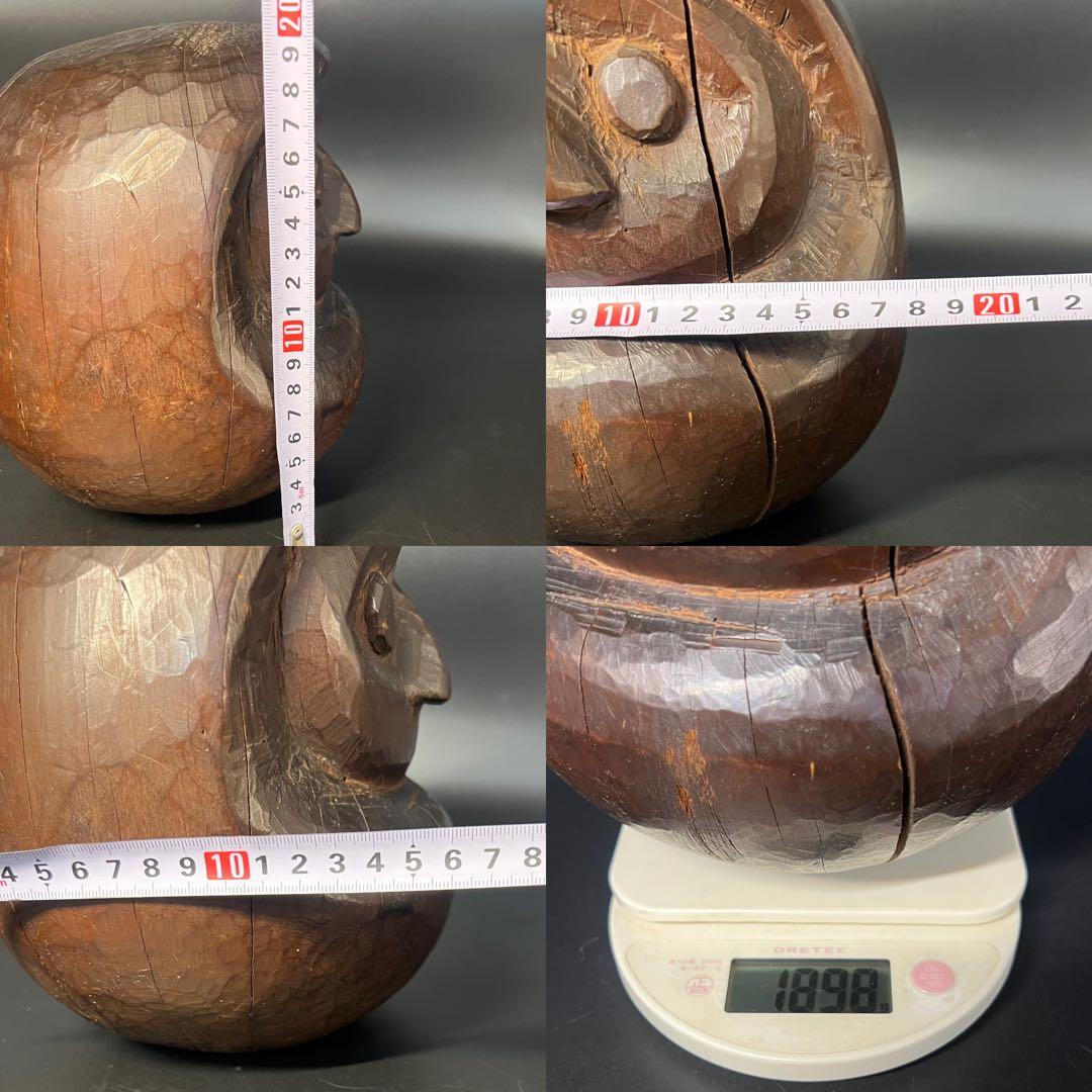 ◎古道具 庵々◎木彫 だるま 木型20cm◎張子型◎江戸時代郷土玩具古民具置物