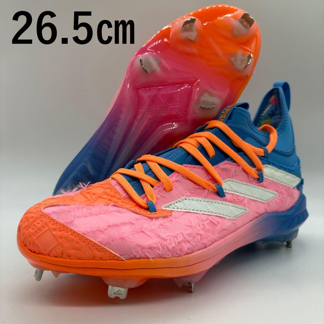 adidas 野球 スパイク ピンク 金具 26.5㎝ ミドルカット 軽量