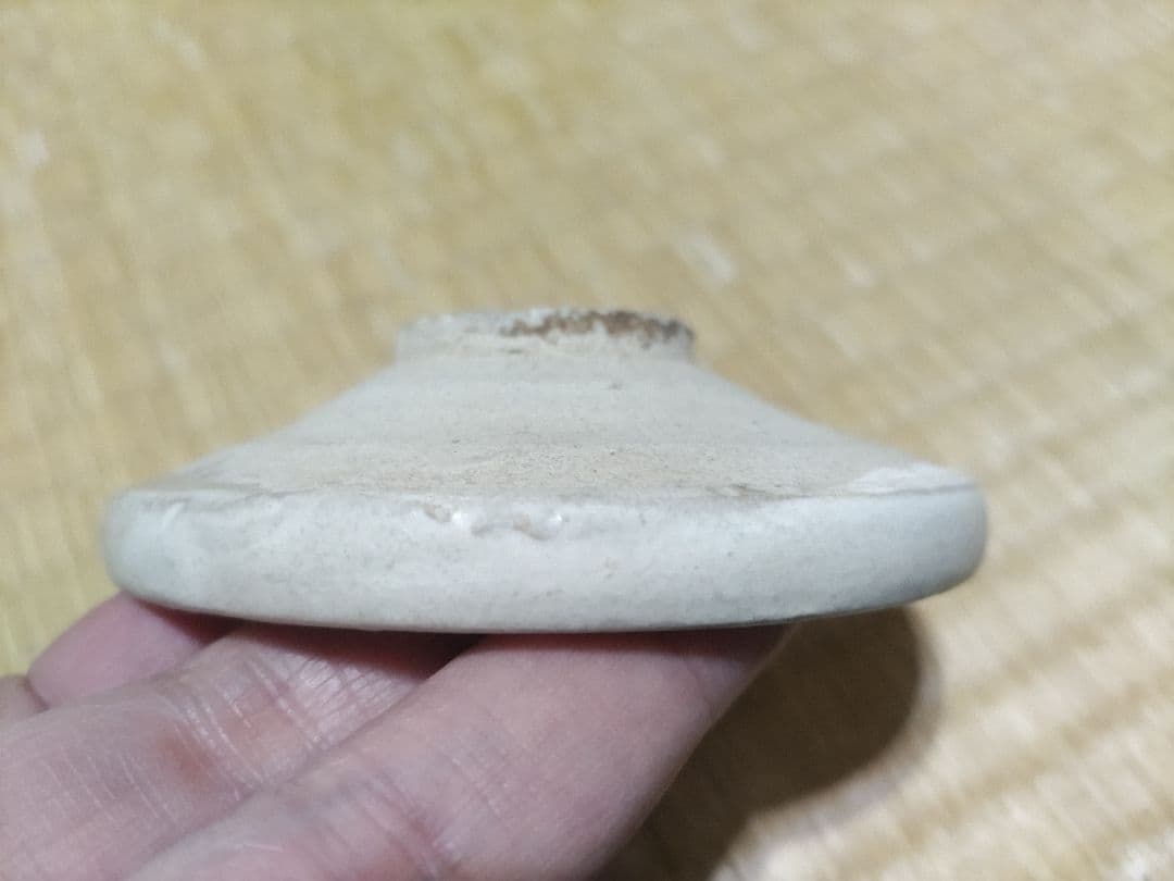 磁州窯（鉅鹿手）無地　白釉　厚縁　小皿　平盃（9.5㎝）