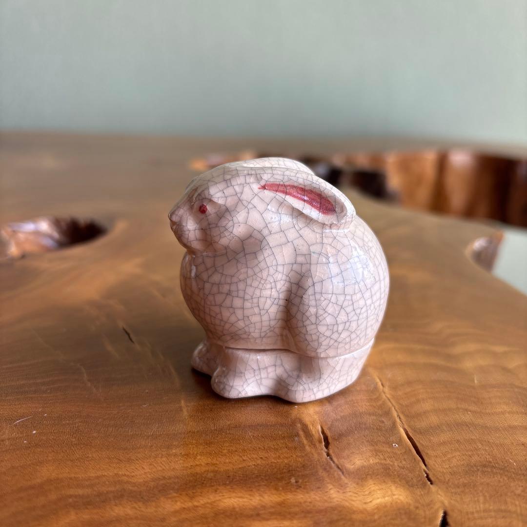 干支香合 卯年 「玉兎」桂楽造 楽焼 茶道具 共箱