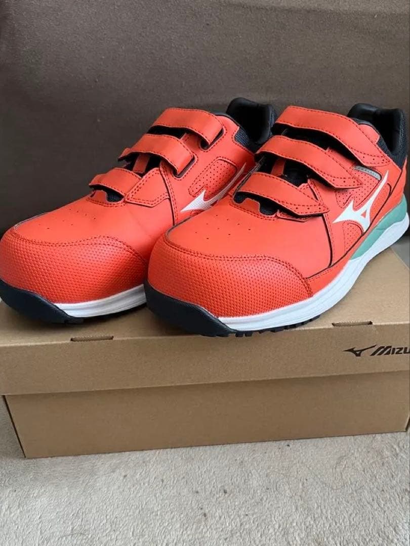 Mizuno オレンジ ベルクロ安全靴