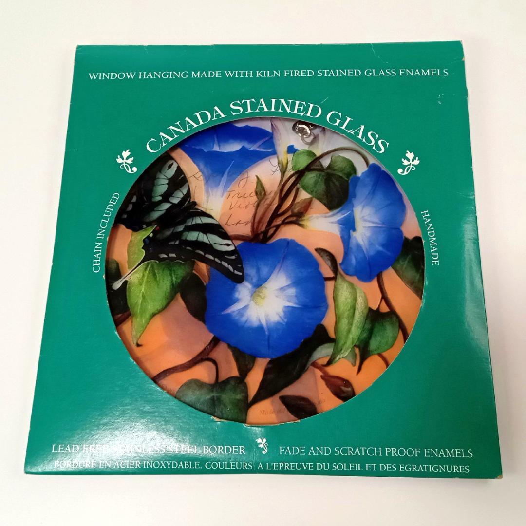 新品 夏・ゼブラアゲハ蝶と朝顔 カナダ・ステンドグラス社　ちょうちょ　あさがお
