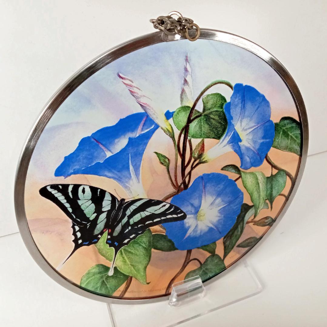 新品 夏・ゼブラアゲハ蝶と朝顔 カナダ・ステンドグラス社　ちょうちょ　あさがお