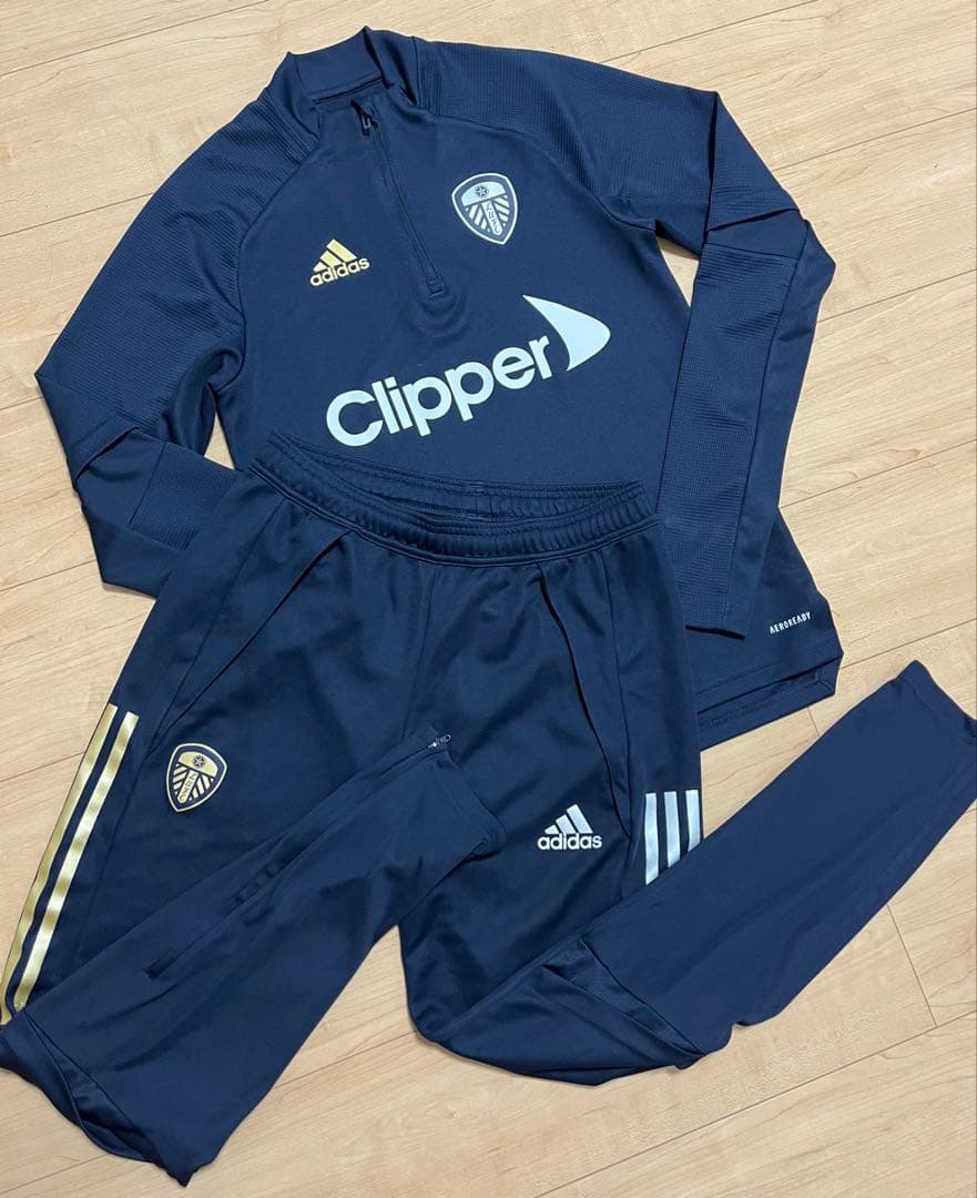 リーズ　adidas Leeds United ジャージ ネイビー　上S下M美品