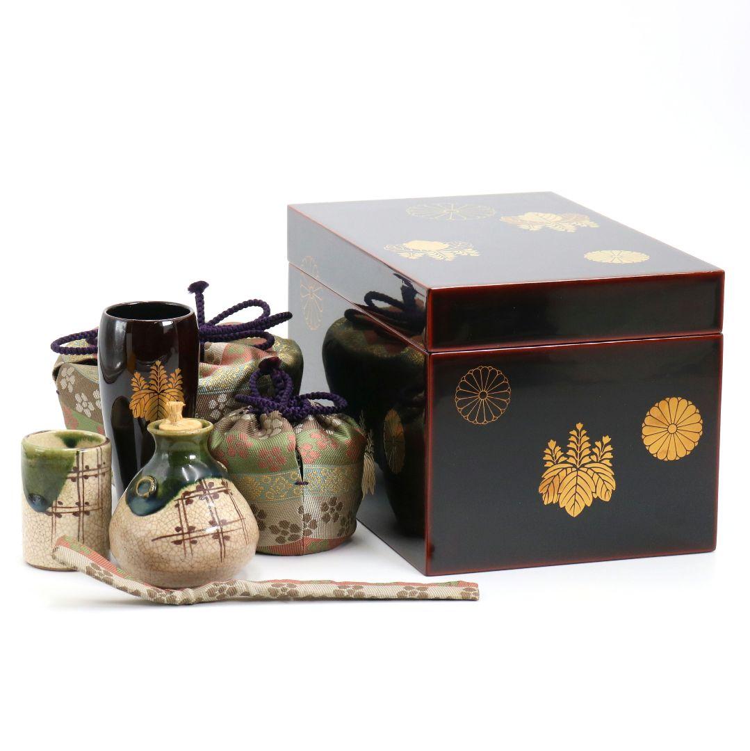 溜塗 高台寺蒔絵 茶箱　M885