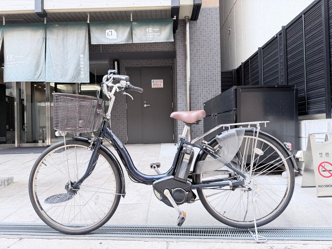 大阪府　ヤマハ　電動アシスト自転車 黒 バスケット付き