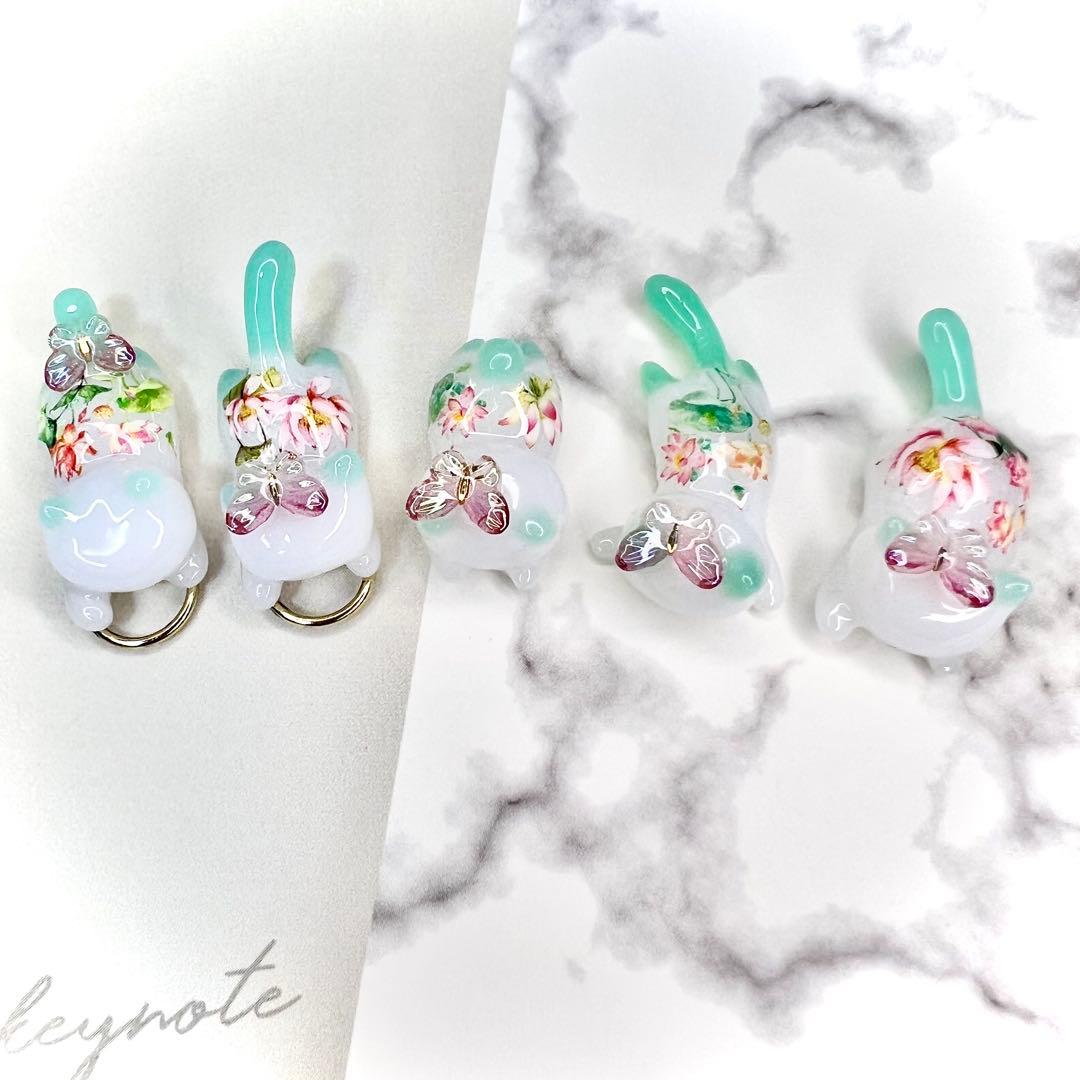 リクエスト専用　紫の花束　猫　5個セット