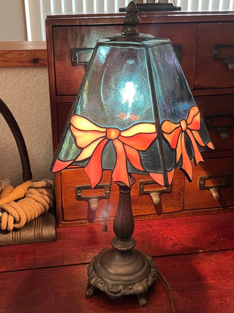 昭和レトロ＜PARAGON＞・ヴィンテージ　ステンドグラス卓上ランプ