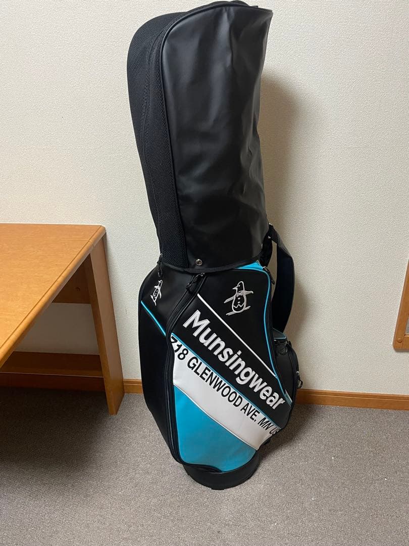 Munsingwear キャディバッグ 黒/青 ペンギンロゴ
