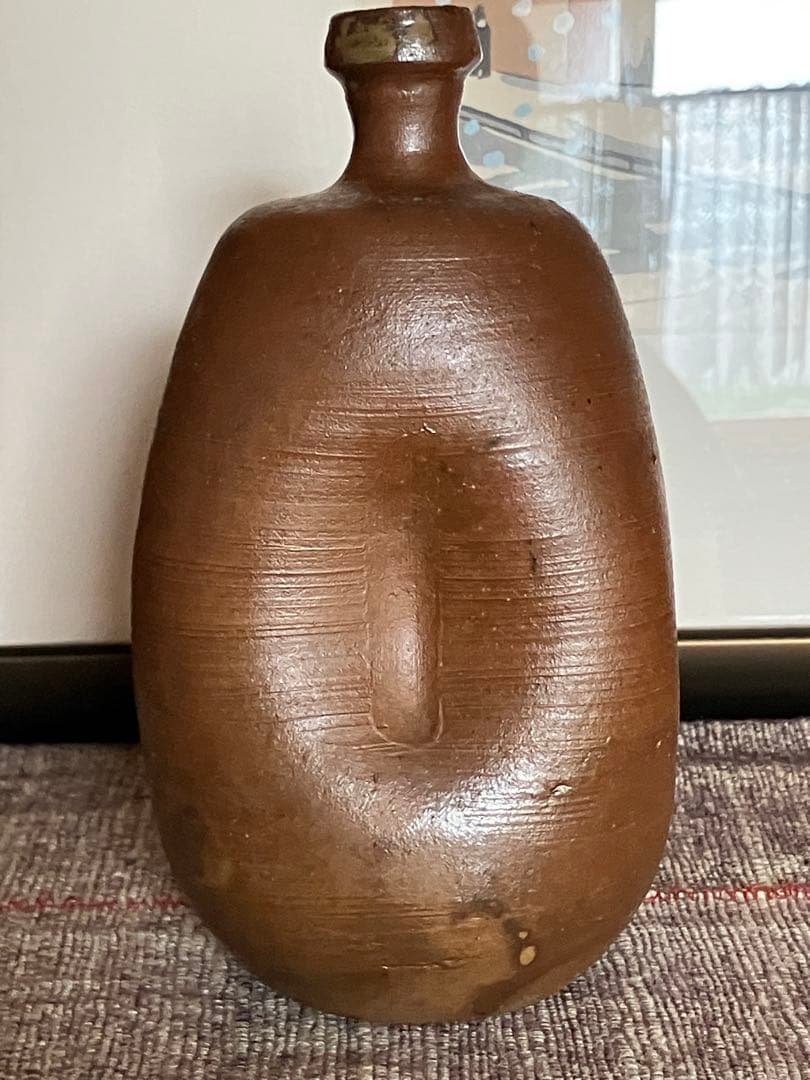 古備前　人形徳利　大黒天　福禄寿　在銘　花瓶