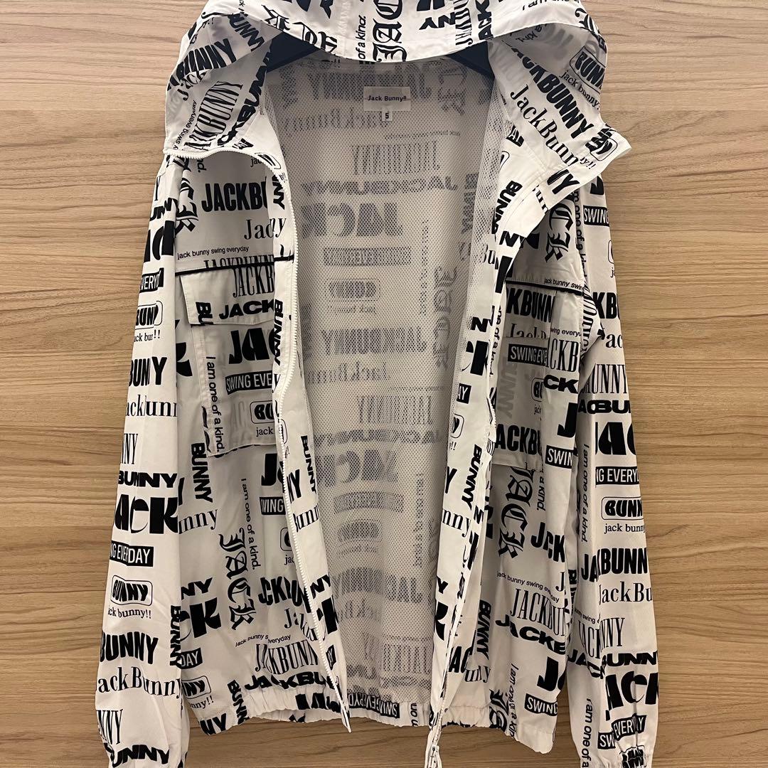 新品★24,200円 ジャックバニー フルジップフーディブルゾン ロゴ総柄 白L