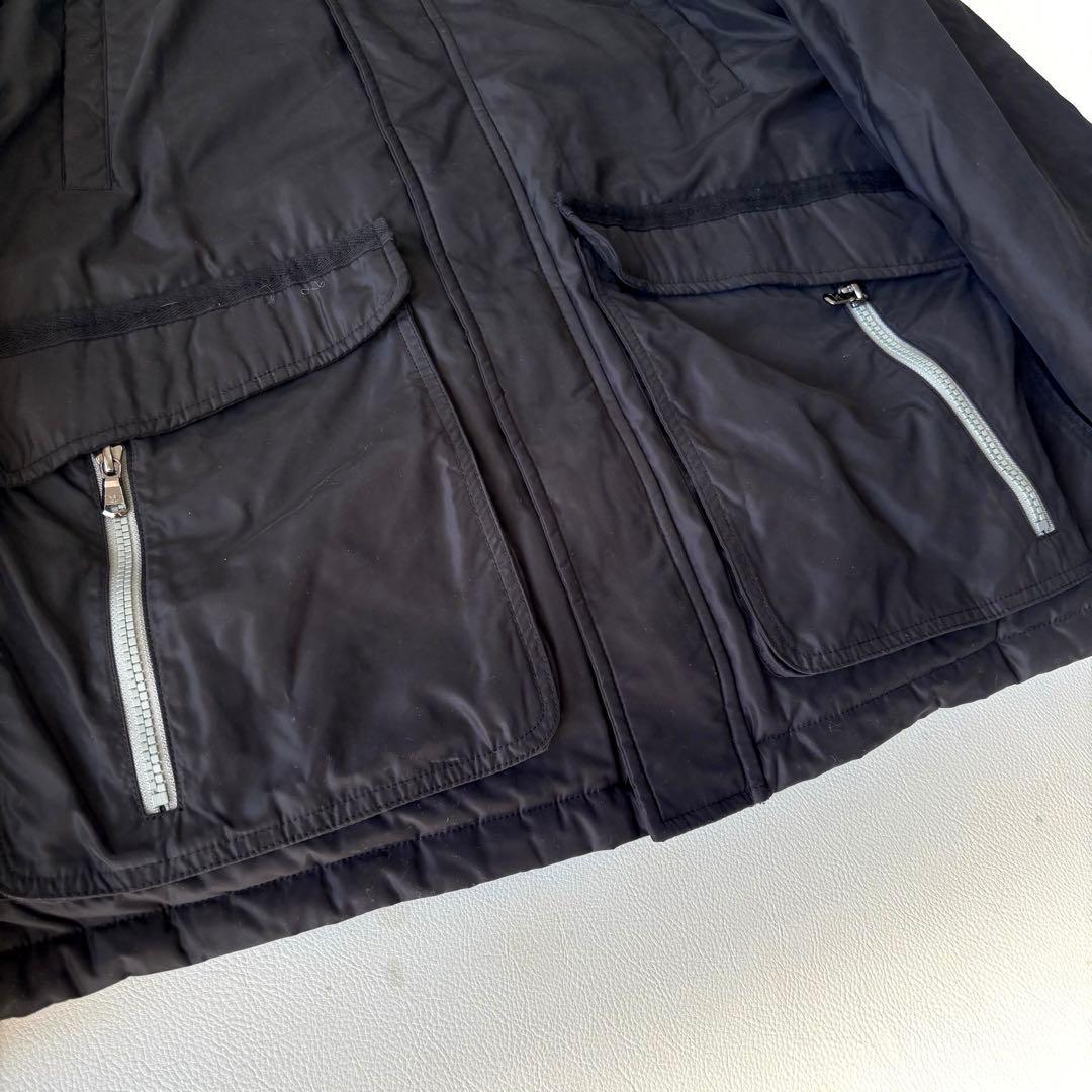 【美品/希少XL】エンポリオアルマーニ 中綿 コート ファー フード脱着可 黒