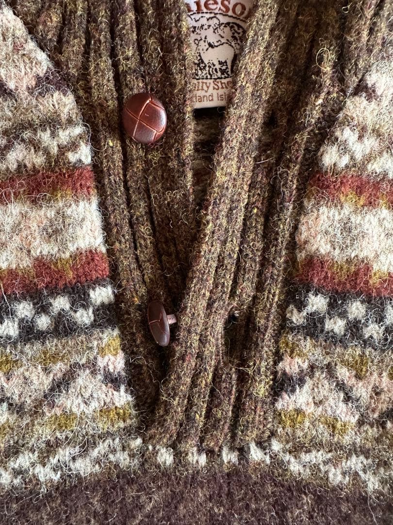 【Lサイズ】Jamison’s フェアアイル柄　ショールカラーセーターニット