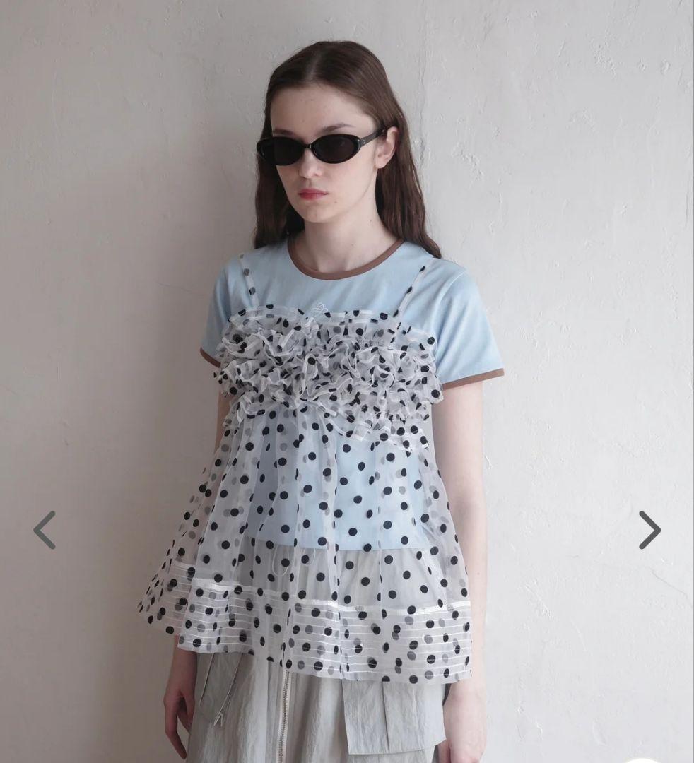 poppy フリル付き水玉模様チュニック