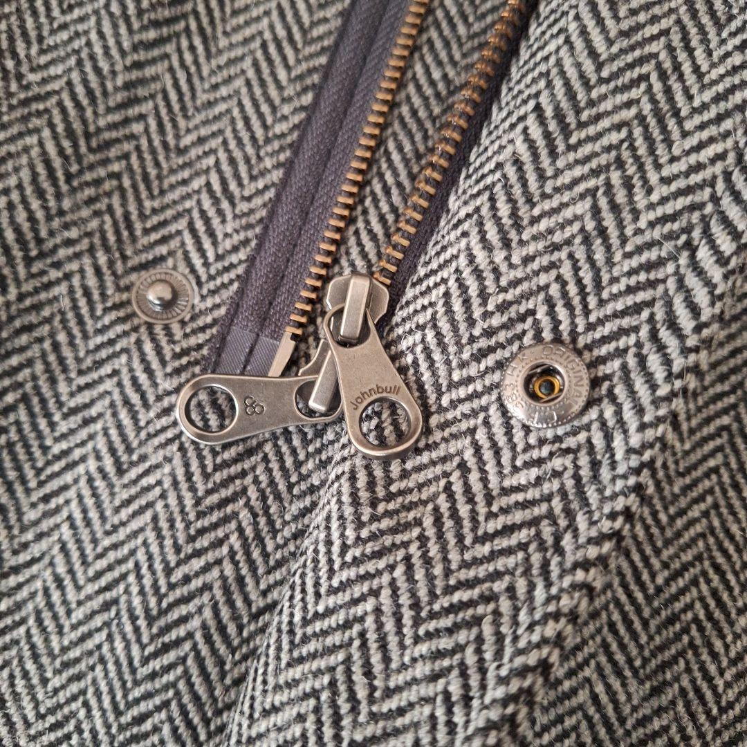 ジョンブル　Johnbull　ヘリンボーンモッズコート　S　ブラック×グレー