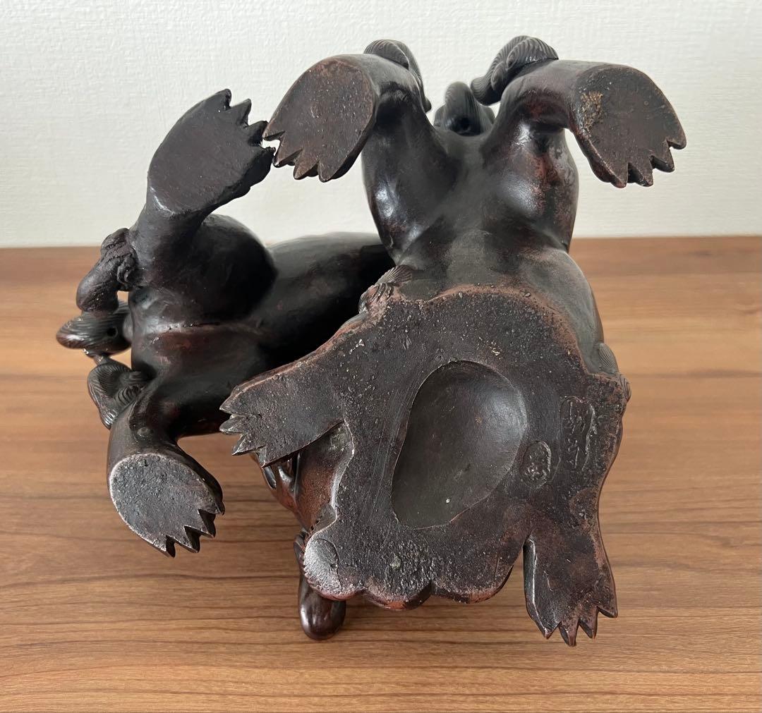 古備前置物 狂獅子像 江戸末期頃 収納木箱有 アンティーク