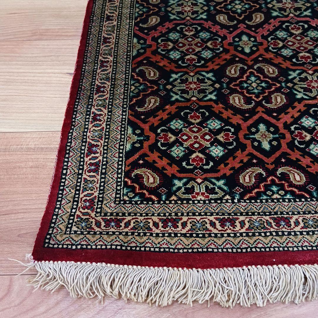 Y3076 ペルシャ絨毯 クム産 シルク100% 手織80万ノット