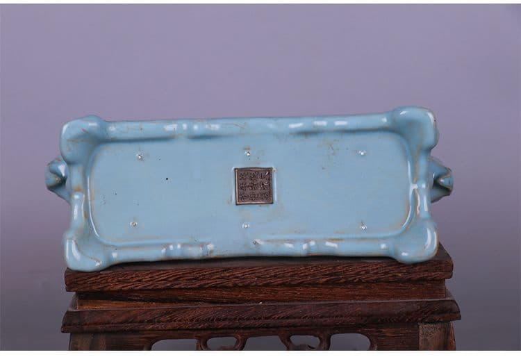 宋汝窯双龍筆架  書道具 文房具 工芸品 美術品 置物