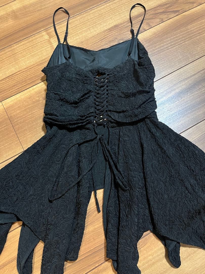 さくらんぼFETICO ボタニカルジャガードキャミソール　ブラック