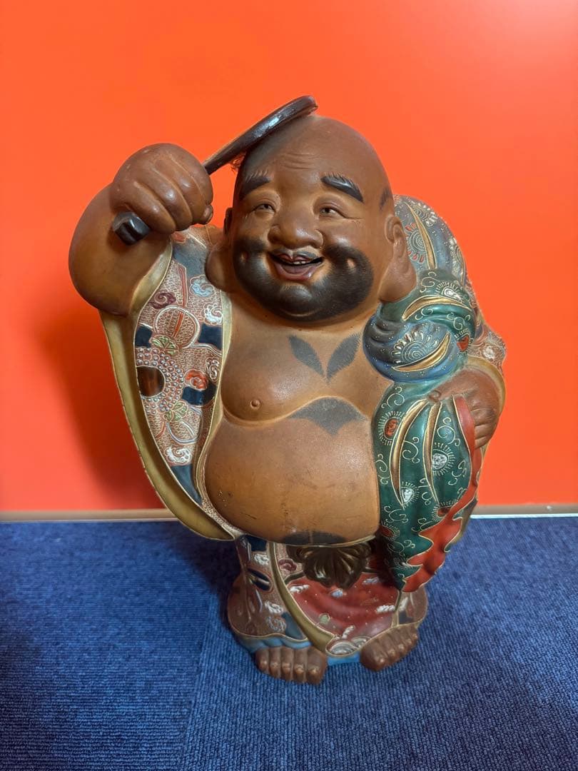 2039  九谷焼　布袋　縁起物 七福神 置物 神仏物 アンティーク 時代物