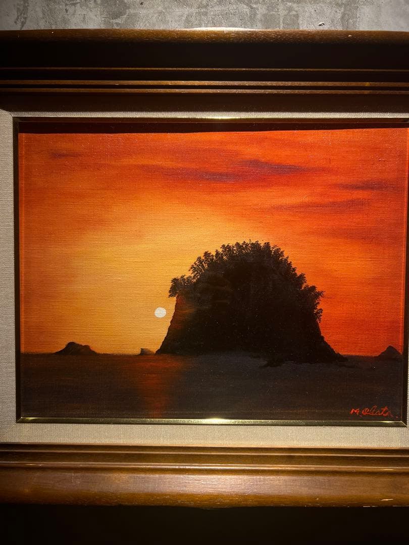 小幡稔【山陰海岸】肉筆油彩画　直筆サインあり