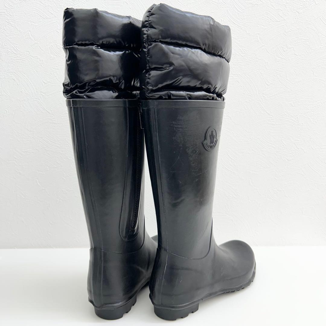 【中古良品】正規店購入品 モンクレール ダウン レインブーツ ブラック 24cm