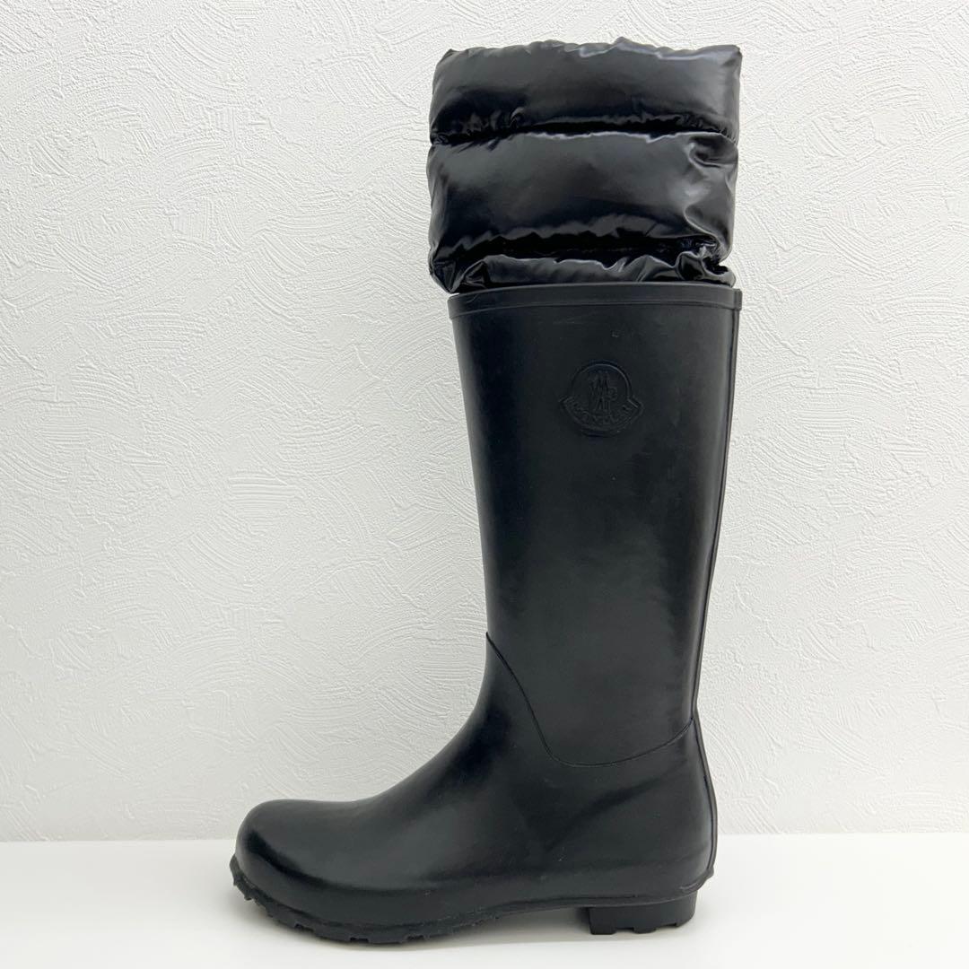 【中古良品】正規店購入品 モンクレール ダウン レインブーツ ブラック 24cm