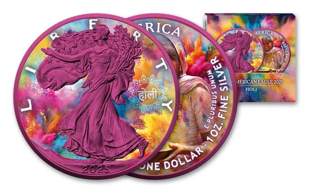 世界500枚 イーグル 銀貨 両面カラー ホーリー祭(豊作&世界平和)