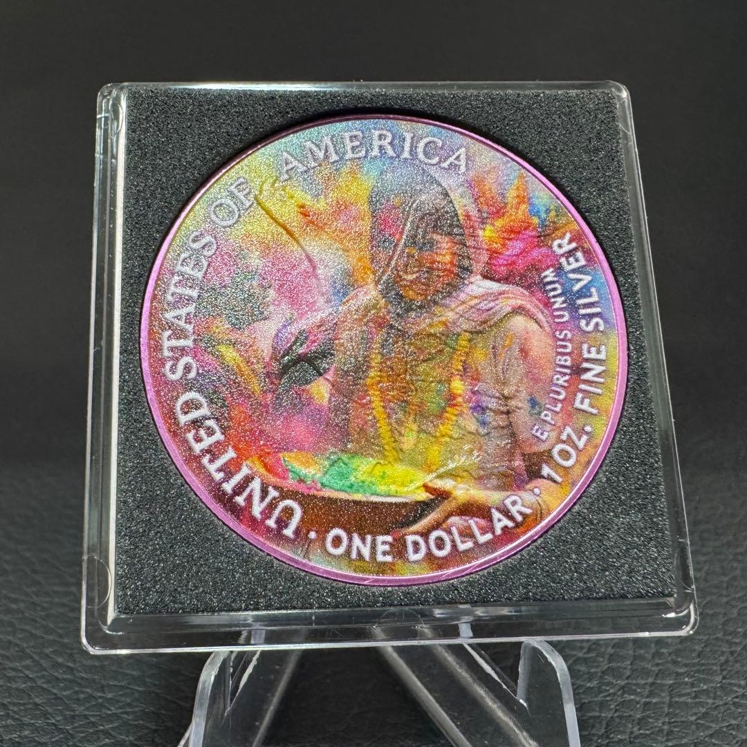 世界500枚 イーグル 銀貨 両面カラー ホーリー祭(豊作&世界平和)