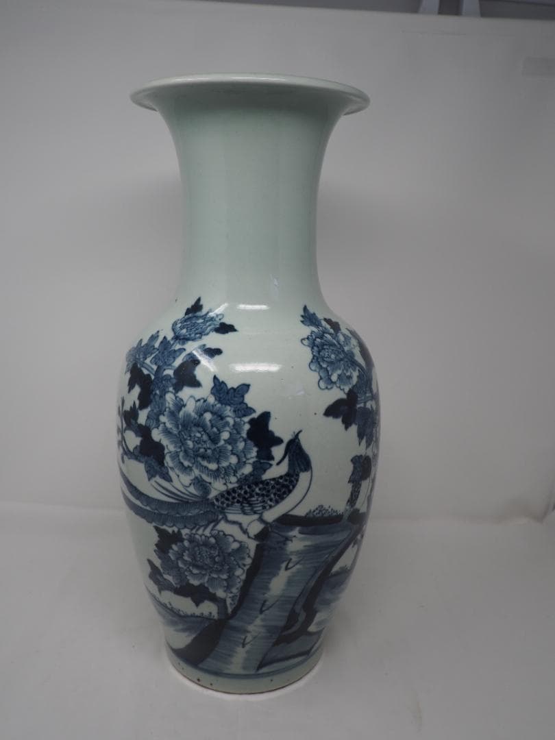 染付　花鳥紋　花瓶　-SO