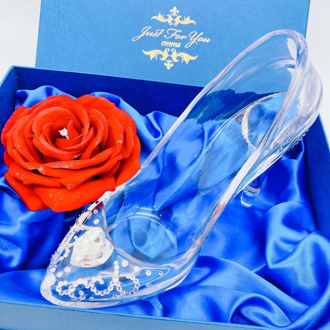 本当に履けるガラスの靴 エマ EMMA デコレーションハート リングバラ付き