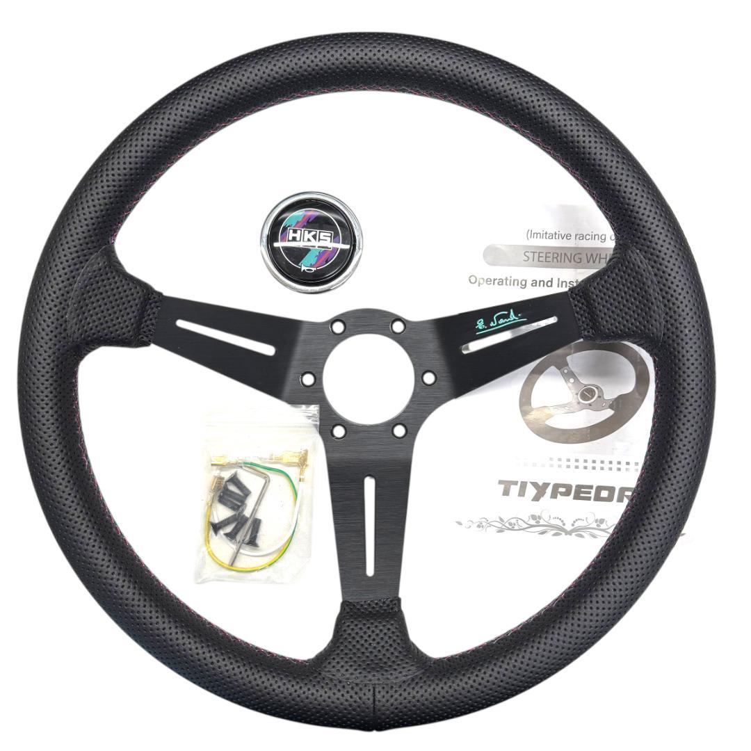 NARDI x HKS スタイル ディープ コーン レザー ステアリング