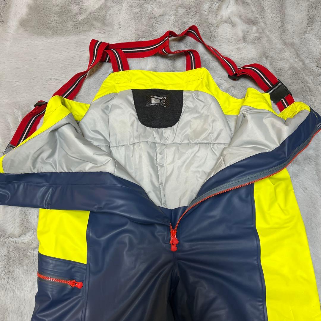 美品　シマノ　RB-035N マリンコールドウェザースーツネイビー/イエロー　Ｌ